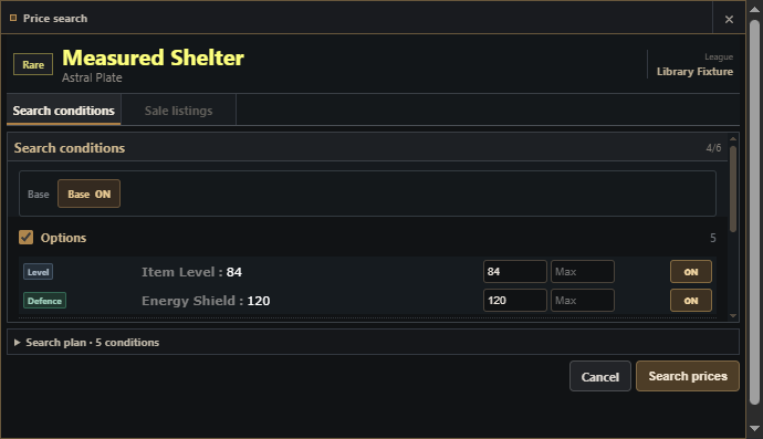 Information Search with Scarab prices selected as a POE1 result